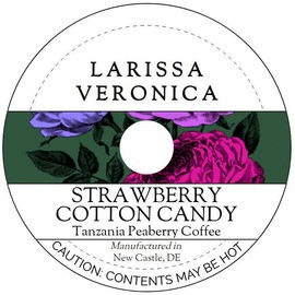 Strawberry Cotton Candy Tanzania Peaberry Coffee (Single Serve K-Cup Pods) (Gourmet, Naturally Flavored, Whole Coffee Beans) (12 pods, ZIN: 577729)