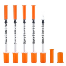31g 0.5cc 5/16 Inch-8mm Syringes Compatible U-100 Accurate Measuring for Liquid Individually Sealed Packaging (Pack of 100)