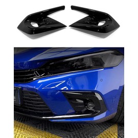 ANUNFRRE Car Accessories Fit for Honda Civic 11th Gen 2022 2023 2024 ABS Exterior Front Fog Light Lamp Cover Trim (Glossy Black) 2PCS Set