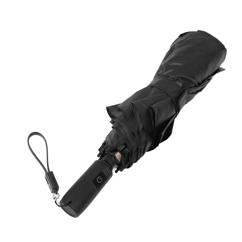 Portable Umbrella with Fan 8 Fiberglass Ribs Windproof Umbrella for