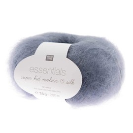 Rico Essentials Super Kid Mohair Loves Silk, Colour 041 Smoky Blue, Lace Yarn Made of Super Kid Mohair & Silk for Knitting and Crocheting, Lace Wool, Needle Size 4.5 mm