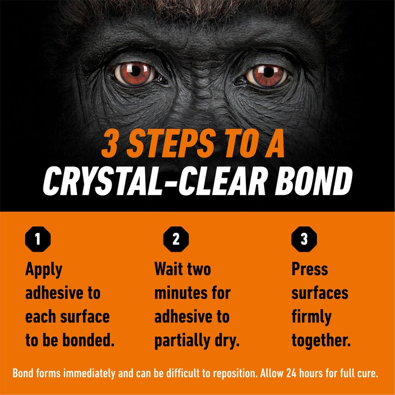 Gorilla Clear Grip Waterproof Contact Adhesive, 3 Ounce Tube, Clear,