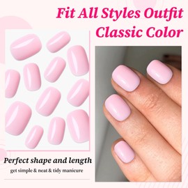 Lifextol 120PC Pink Square Press on Nails Short Fake Nails Press ons with Adhesive Tabs, 12 Sizes Square Nails Tips Short Acrylic Nails Press on Nails Petite Stick on Nails Artificial Fingernails