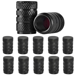 LLAUTOOLS Tire Valve Caps,Aluminum Tire Valve Cap Set,Black,12pcs/Pack,Stem Covers for Universal Vehicles,Cars Trucks Motorcycles SUVs and Bikes