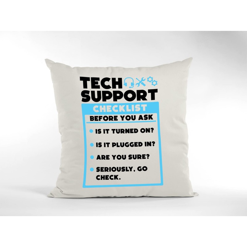 Funny IT Cushion Cover -Tech Support Checklist Funny Sysadmin Scatter