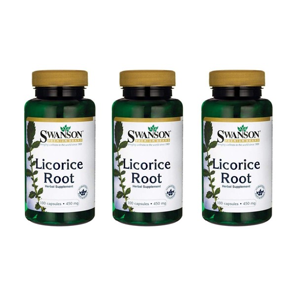 Swanson Licorice Root 450 mg 100 Caps 3 Pack