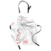 Ambesonne Animal Apron, Young Girl in Dress with Flower Ornamentals