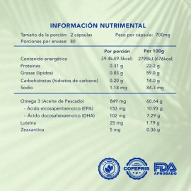 Focus Max | Luteína y Zeaxantina + Omega 3 | 160 Cápsulas de 700 mg | Naturagel