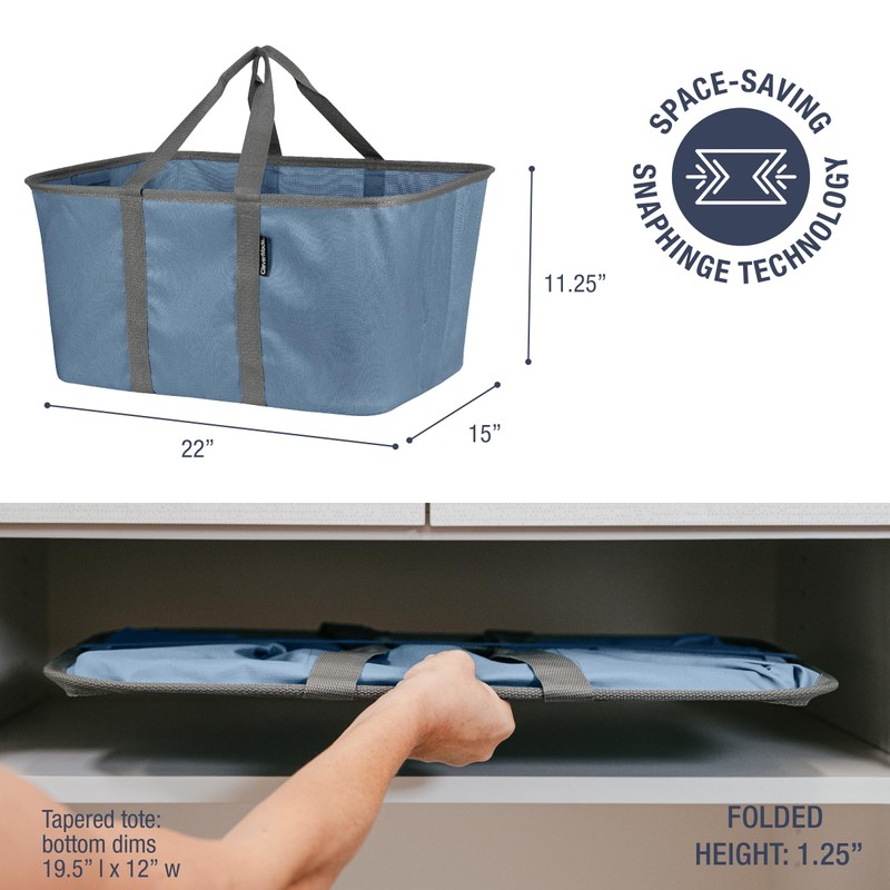 CleverMade Collapsible Laundry Tote - Denim Charcoal 2-Pack 50L -