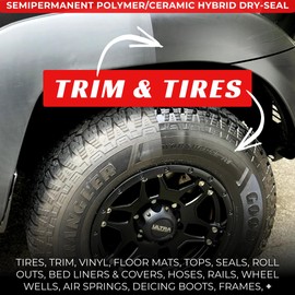 RENEW PROTECT , 2 Car, 1 Year Kit, Acrylic Ceramic-Hybrid Protectant, Enduring Tire & Trim Restorer, Mid-Shine, Floor Mats- Golf Cart- and Motorcycle-Safe, Wash-Proof, 5 min Dry-Seal 6.8oz, Blak+SATN