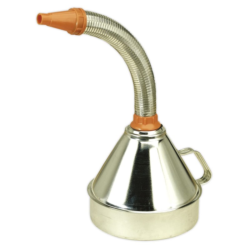 Sealey Fm20F Funnel Metal With Flexible Spout And Filter 200Mm