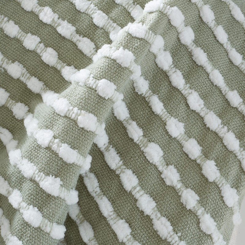 Catherine Lansfield Stab Stitch 125x150 cm Blanket Throw, Sage Green