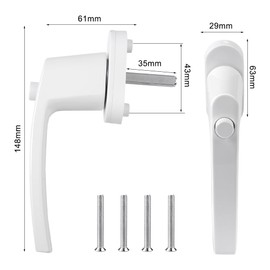 4 Stück Fenstergriffe Weiß, Fenstergriff Aus Aluminiumlegierung Balkontür Sicherung Fensterschloss Fenstergriff Aluminium Fenstergriffe Balkontürgriff Ohne Schließzylinder für Fenster, Balkontüren