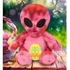 DolliBu Pink Tie-Dye Alien with Yellow Easter Egg Plush and