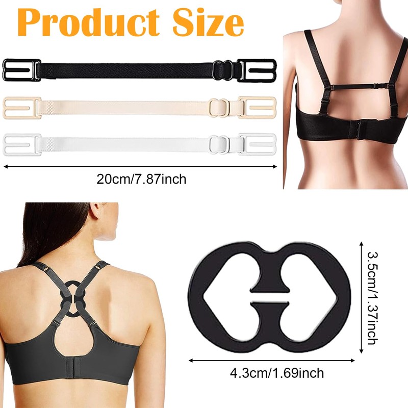 Jormftte 9 Pcs Bra Strap Clips, 3 Pcs Bra Straps