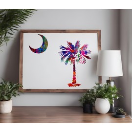 South Carolina State Flag Stencil Template Reusable for Painting on Walls, Wood, Arts and Crafts (21) - 11 x 17 Inches