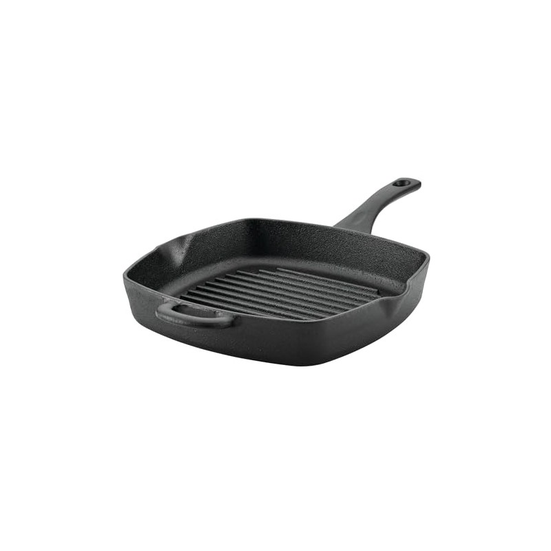 Ayesha Curry 10-Inch Pre-Seasoned Cast Iron Grill Pan with Helper