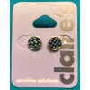 Claire's One Pair Claire's Round Silver Tone Blue Zigzag Button