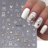 3Pcs Cute Winter Snowflake Nail Art Stickers - Gold White
