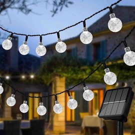 Solar String Lights Outdoor 50 LED 23 ft Crystal Globe Light with 8 Lighting Modes,Waterproof Solar Powered Patio Lights for Garden Yard Porch Christmas Party Decor
