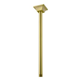 SEABEFORE 16" Ceiling Mounted Shower Arm Brushed Gold Shower Head Extension with Unique Matching Escutcheon, Standard 1/2" Connection