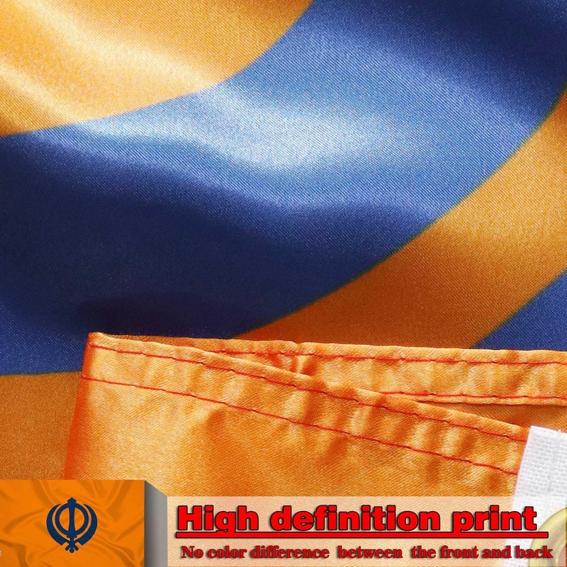 Sikh Khanda Religion Flag 3x5 Ft silk/satin Fabric -Sikhism Sikhs