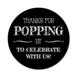 36 2.5-inch Popcorn Stickers - Thanks for Popping By to Celebrate Labels