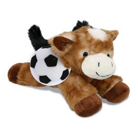 DolliBu Lying Brown Donkey Stuffed Animal with Soccer Ball Plush - Soft, Huggable Donkey, Adorable Playtime Plush Toy, Cute Farm Life Gift, Super Soft Stuffed Doll Animal Toy for Kids, Adults - 9 Inch