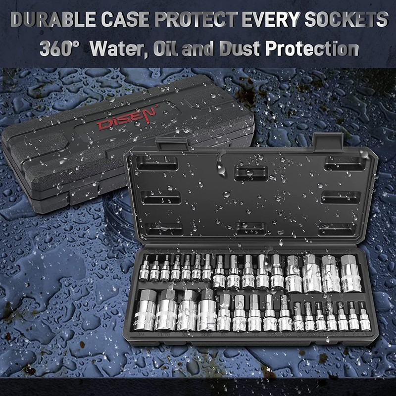 Disen 32-Piece HEX Bit Socket Set, SAE & Metric Allen