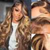 Highlight Ombre Lace Front Wig Human Hair 200% Density Highlight