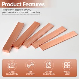 3/8 Inch Copper Flat Bar,3/8" x 1" x 6" C11 Solid Copper Flat Bar Stock,99.9% Copper Bar Stock for Various DIY (1, 3/8x1x6 inch)