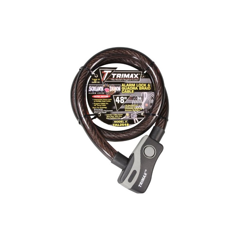 Trimax Alarmed Lock & Quadra-Braid Cable 4' L X 25Mm