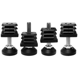 cyclingcolors 4 x Threaded Plugs Square Tube Adjustable Screw Foot Furniture Foot, 45 mm x 45 mm
