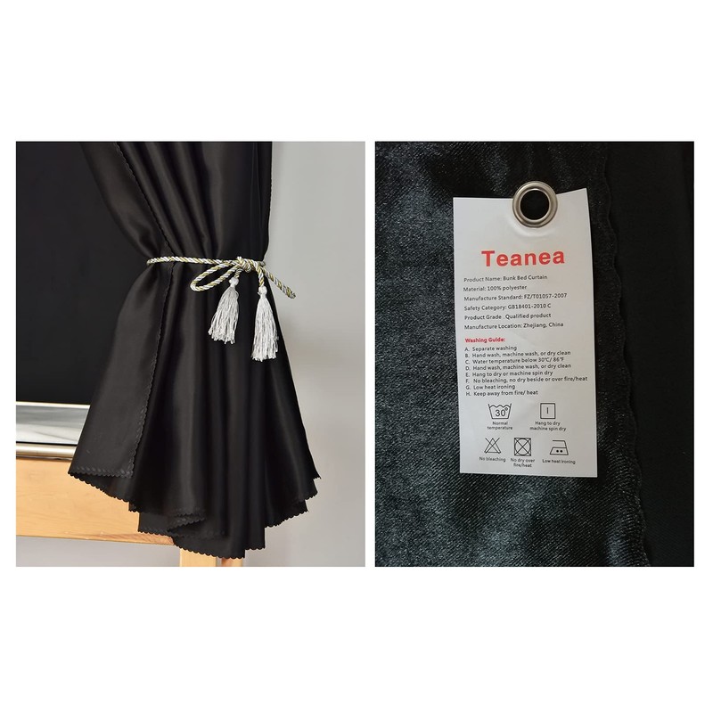Teanea Full Size Bunk Bed Blackout Curtains Heavy-Duty for Bottom