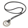 JczR.Y Leather Necklace for Men Double Circle Rings Leather Rope