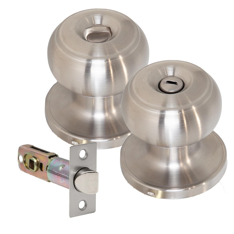 XFORT Bello Privacy Knob Set Satin Chrome, Door Knob with