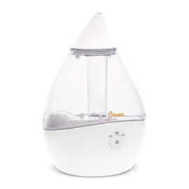 Crane Droplet Ultrasonic Small Air Humidifiers for Bedroom and Office.5 Gallon Cool Mist Humidifier for Plants and Home, Humidifier Filters Optional, Clear and White