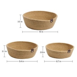 Set of 3 Handmade Cotton Rope Storage Baskets - Nordic Style for Home, Toys Nursery Decor, Skin Care & Desktop Organizer, Small Baskets for Storage, Bathroom Storage Baskets (Brown)