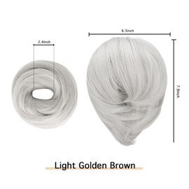 BARSDAR Hairpiece Hair Extensions, Hair Bun Ponytail Extension, Straight Synthetic Hairpiece, Short Ponytail Bun Hair Accessories, Simple Scrunchie for Women, Grey #
