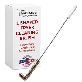 Deep Fryer Cleaning Brush – L-Shaped High-Temp Commercial Kitchen Tool - Heavy Duty Brass Bristles - Heat Resistant to 750F for Food Debris - Deep Fryer Cleaner - Made in USA by FryOilSaver Co. B53C