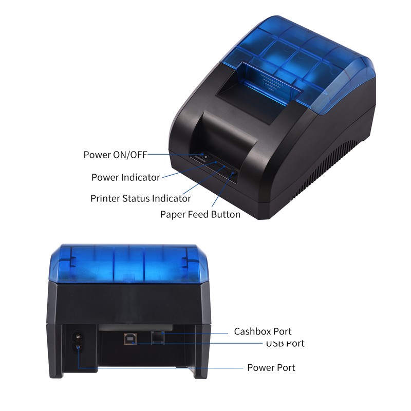 58mm Thermal Receipt Printer Desktop USB&BT Wireless Connection Printer Barcode