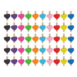 50 Pieces Colorful Love Photo Clips, Colorful Wooden Clips, Holiday Card Clips, Love Clips Decorative Accessories, Perfect for Photos, DIY Arts and Crafts, Weddings and Parties