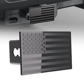 THOCAC American Flag Hitch Cover 2 Inch - Fits 2 Inch Trailer Hitch, Premium Quality Compatible with Pickup, SUV, Jeep, Trucks Accessories (Matte Black)