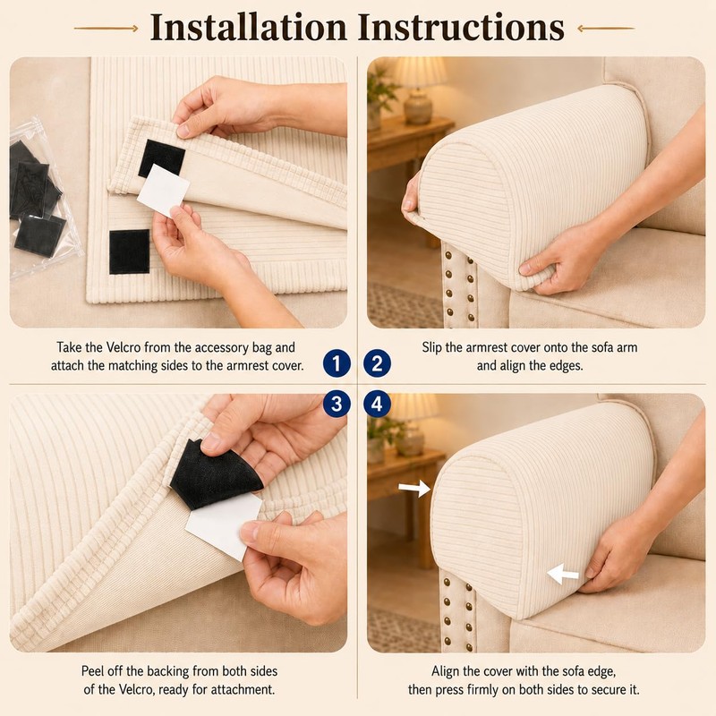 Anti-Slip Sofa Armrest Covers for Couch, Couch Arm Covers Jacquard