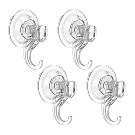 YILANJIN Suction Hooks, 4 Pack Heavy Duty Suction Cup Hooks, Powerful Push and Lock Vacuum Multi-Purpose Suction Hooks, Sucker Hooks for Front Door, Bathroom, Window, Transparent