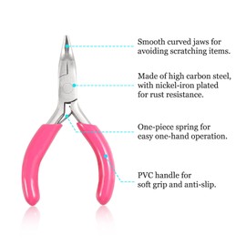 SPEEDWOX Mini Long Nose Pliers Curved 3 Inch Chain Plier with Pink PVC Handle Jewelry Pliers for Beading Jewelry Making Wire Packaging Craft Supplies