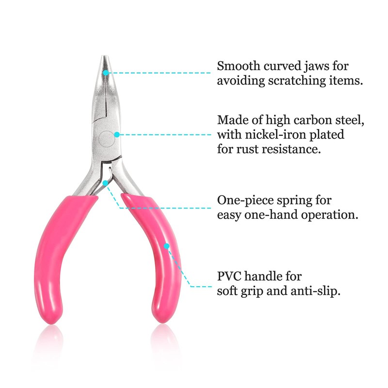 SPEEDWOX Mini Long Nose Pliers Curved 3 Inch Chain Plier