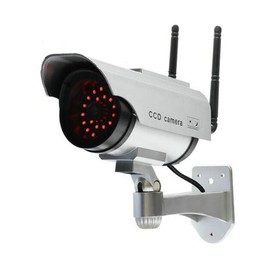 BW Fake Solar Power Dummy Camera Outdoor Simulation Indoor Bullet LED Light Monitor Security Waterproof Fake CCTV Surveillance - Silver