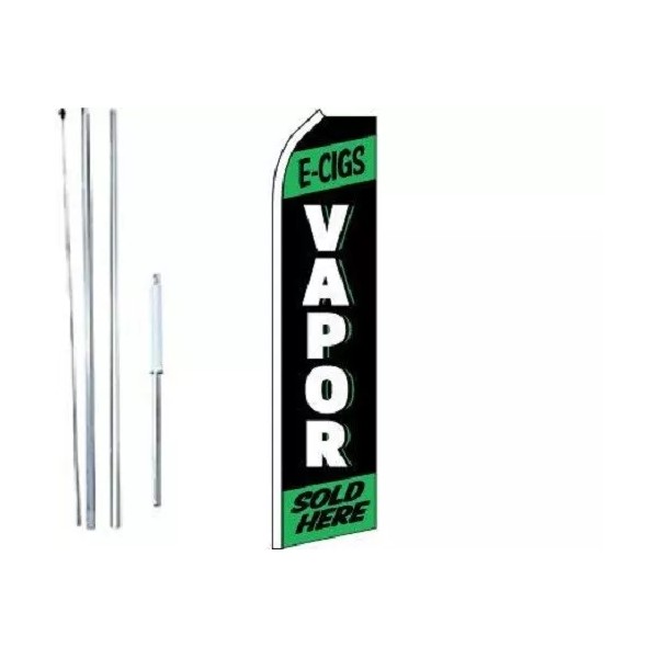 Vapor (Green & Black) Swooper Flag With Complete Hybrid Pole