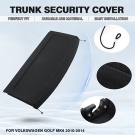 Powerty Cargo Cover Compatible with Volkswagen Golf GTI Mk6 2010 2011 2012 2013 2014 VW Golf 6 Trunk Security Shield Shade Black